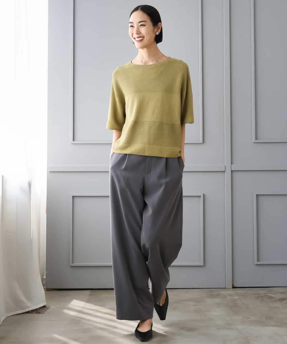 F6FJD21200 MICHEL KLEIN(小さいサイズ)(メゾン ドゥ サンク) 【小さいサイズ】パネル透かし柄ニット ブルー