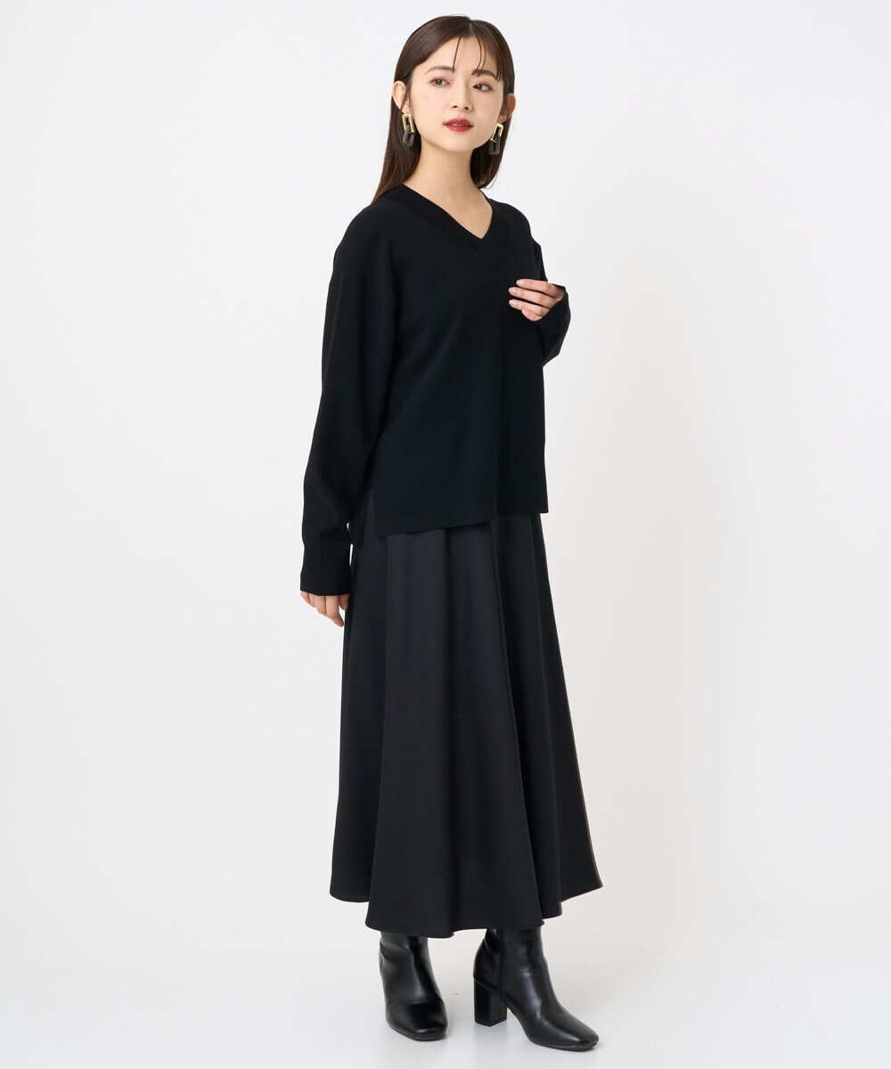 F6HAD43240 MICHEL KLEIN(小さいサイズ)(メゾン ドゥ サンク) [小さいサイズ]サテンマーメードスカート ライトグレー