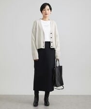 F6HAV37200 MICHEL KLEIN(小さいサイズ)(メゾン ドゥ サンク) [小さいサイズ]スポンディッシュポリニットタイトスカート（セットアップ対応） カーキ(36)