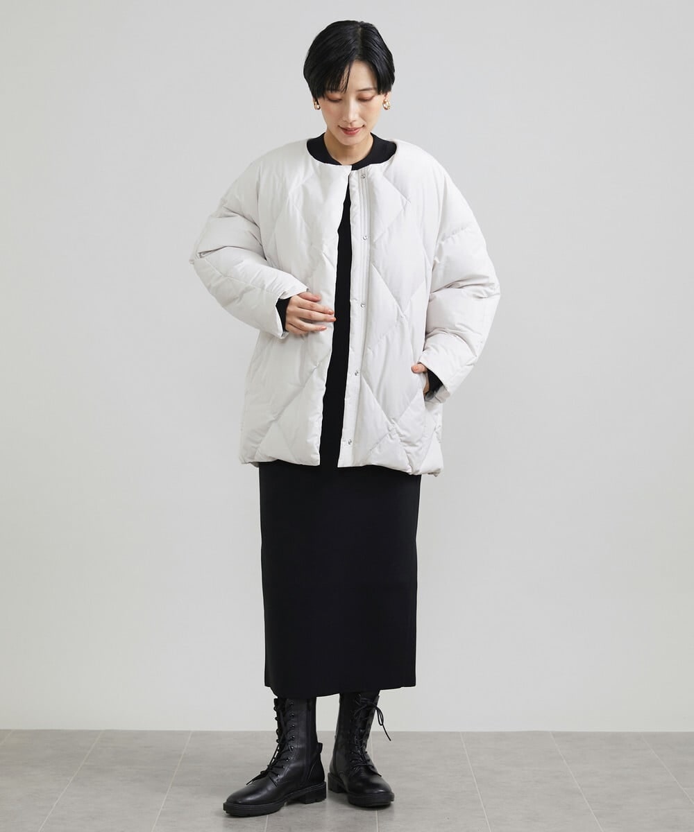 F6HAV37200 MICHEL KLEIN(小さいサイズ)(メゾン ドゥ サンク) [小さいサイズ]スポンディッシュポリニットタイトスカート（セットアップ対応） カーキ(36)