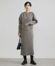 F6HAV37200 MICHEL KLEIN(小さいサイズ)(メゾン ドゥ サンク) [小さいサイズ]スポンディッシュポリニットタイトスカート（セットアップ対応） カーキ(36)