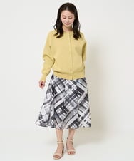 F6HGA04360 MICHEL KLEIN(小さいサイズ)(メゾン ドゥ サンク) [小さいサイズ]シアーチェックスカート(オリジナルプリント) グリーン