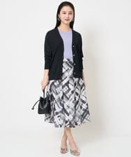 F6HGA04360 MICHEL KLEIN(小さいサイズ)(メゾン ドゥ サンク) [小さいサイズ]シアーチェックスカート(オリジナルプリント) グリーン