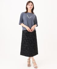 F6HHD05260 MICHEL KLEIN(小さいサイズ)(メゾン ドゥ サンク) 【小さいサイズ】フラワージャカードペンシルスカート ブラック