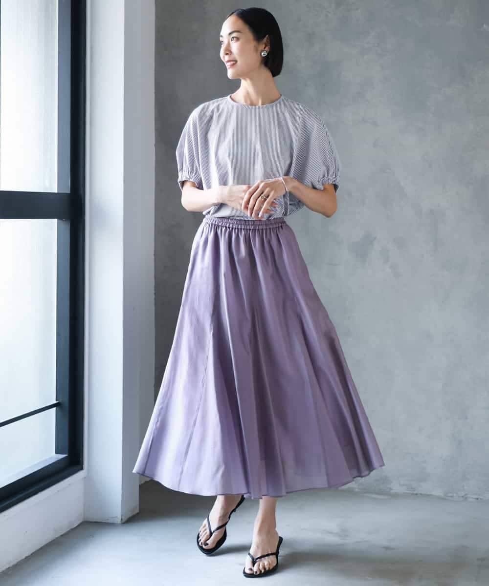F6HJD02270 MICHEL KLEIN(小さいサイズ)(メゾン ドゥ サンク) 【小さいサイズ】シアーフレアスカート パープル