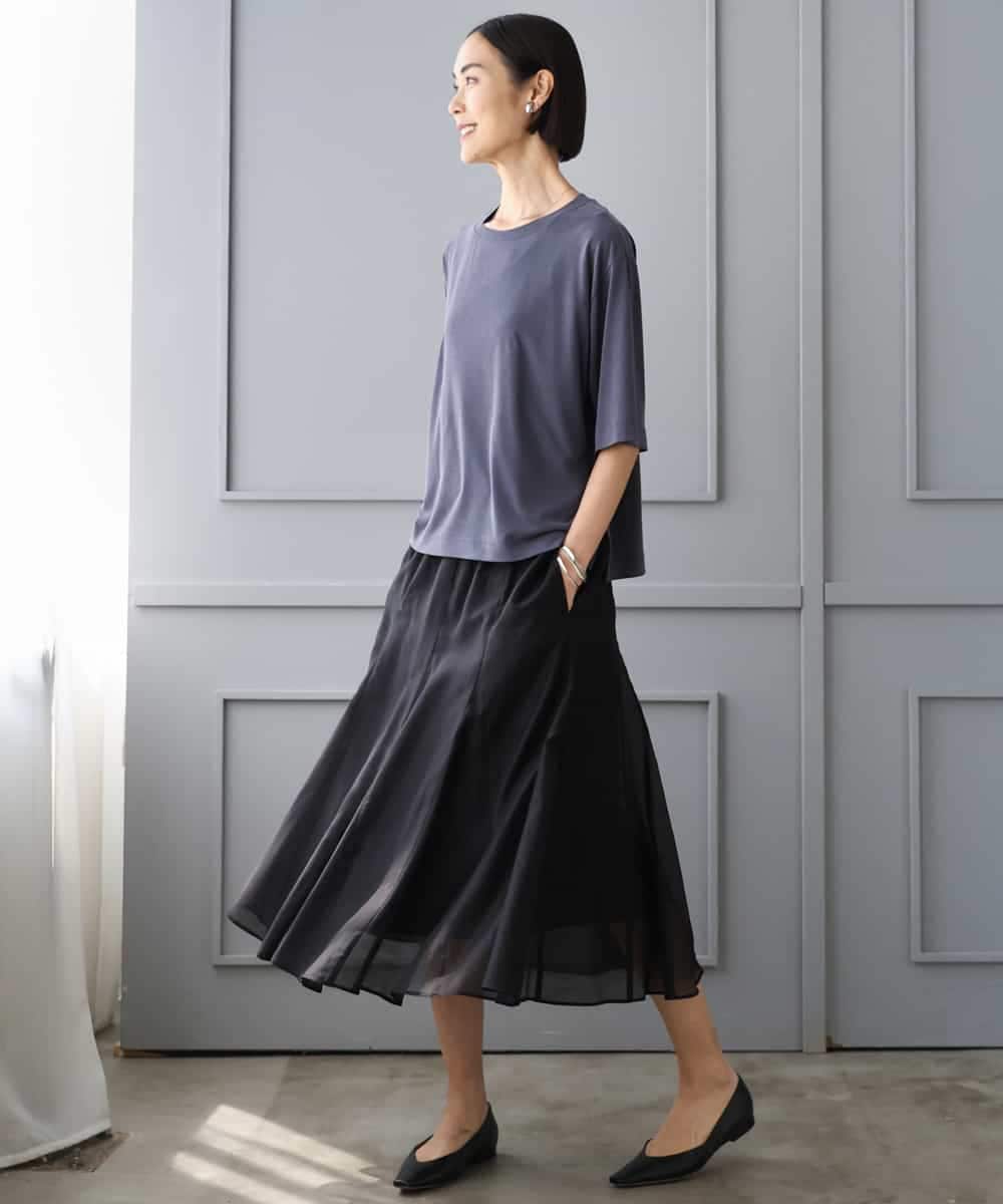 F6HJD02270 MICHEL KLEIN(小さいサイズ)(メゾン ドゥ サンク) 【小さいサイズ】シアーフレアスカート パープル