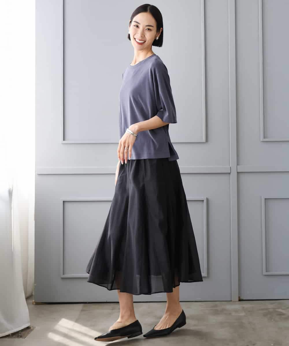 F6HJD02270 MICHEL KLEIN(小さいサイズ)(メゾン ドゥ サンク) 【小さいサイズ】シアーフレアスカート パープル