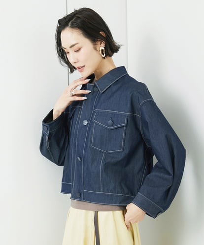 F6JGA07330 MICHEL KLEIN(小さいサイズ) [小さいサイズ]デニムライクブルゾン