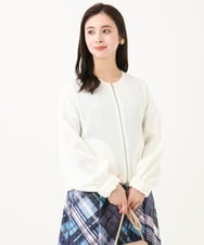F6JGA10330 MICHEL KLEIN(小さいサイズ)(メゾン ドゥ サンク) [小さいサイズ]シアーメッシュダンボールブルゾン ホワイト