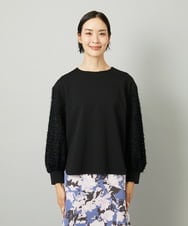 F6KAD18190 MICHEL KLEIN(小さいサイズ)(メゾン ドゥ サンク) [小さいサイズ]パフスリーブ異素材カットソー ブラック