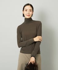 F6KAD19130 MICHEL KLEIN(小さいサイズ)(メゾン ドゥ サンク) [小さいサイズ]［レイヤードにおすすめ］シアーハイネックカットソー ブラウン