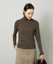 F6KAD19130 MICHEL KLEIN(小さいサイズ)(メゾン ドゥ サンク) [小さいサイズ]［レイヤードにおすすめ］シアーハイネックカットソー ブラウン
