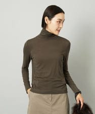 F6KAD19130 MICHEL KLEIN(小さいサイズ)(メゾン ドゥ サンク) [小さいサイズ]［レイヤードにおすすめ］シアーハイネックカットソー ブラウン