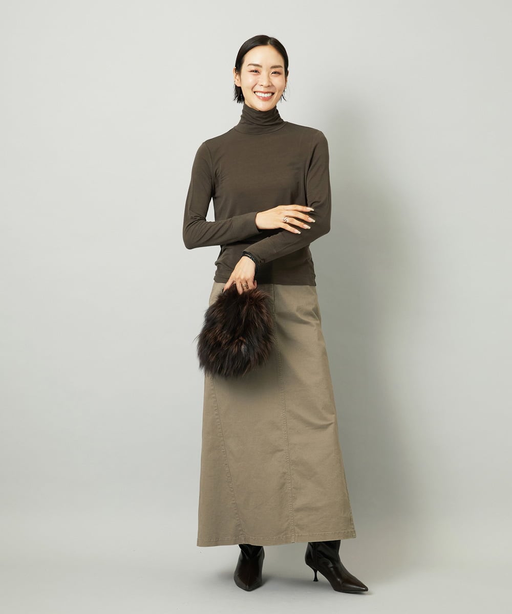 F6KAD19130 MICHEL KLEIN(小さいサイズ)(メゾン ドゥ サンク) [小さいサイズ]［レイヤードにおすすめ］シアーハイネックカットソー ブラウン