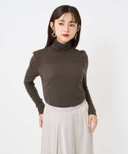 F6KAD19130 MICHEL KLEIN(小さいサイズ)(メゾン ドゥ サンク) [小さいサイズ]［レイヤードにおすすめ］シアーハイネックカットソー ブラウン