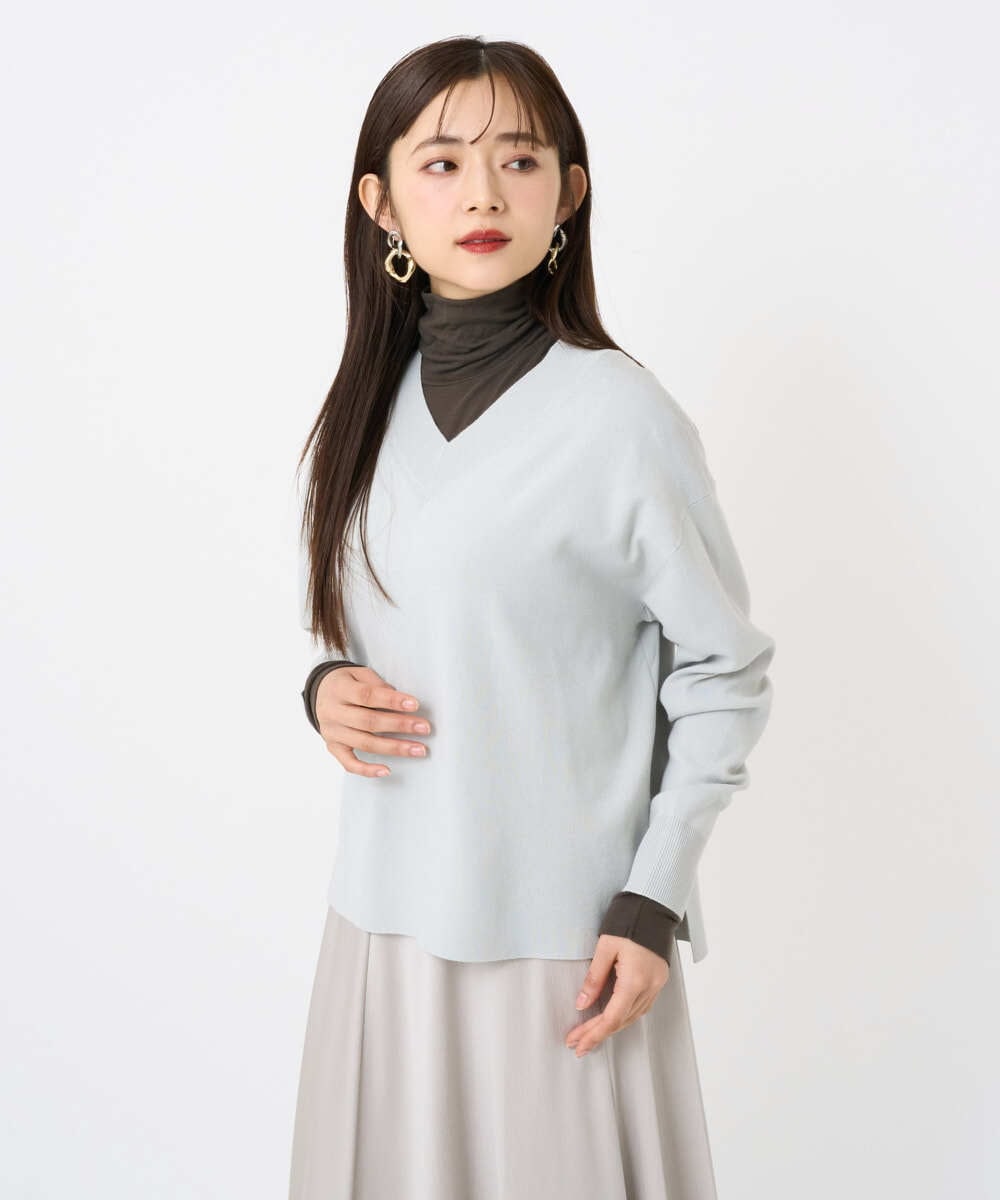 F6KAD19130 MICHEL KLEIN(小さいサイズ)(メゾン ドゥ サンク) [小さいサイズ]［レイヤードにおすすめ］シアーハイネックカットソー ブラウン