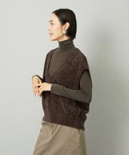 F6KAD19130 MICHEL KLEIN(小さいサイズ)(メゾン ドゥ サンク) [小さいサイズ]［レイヤードにおすすめ］シアーハイネックカットソー ブラウン