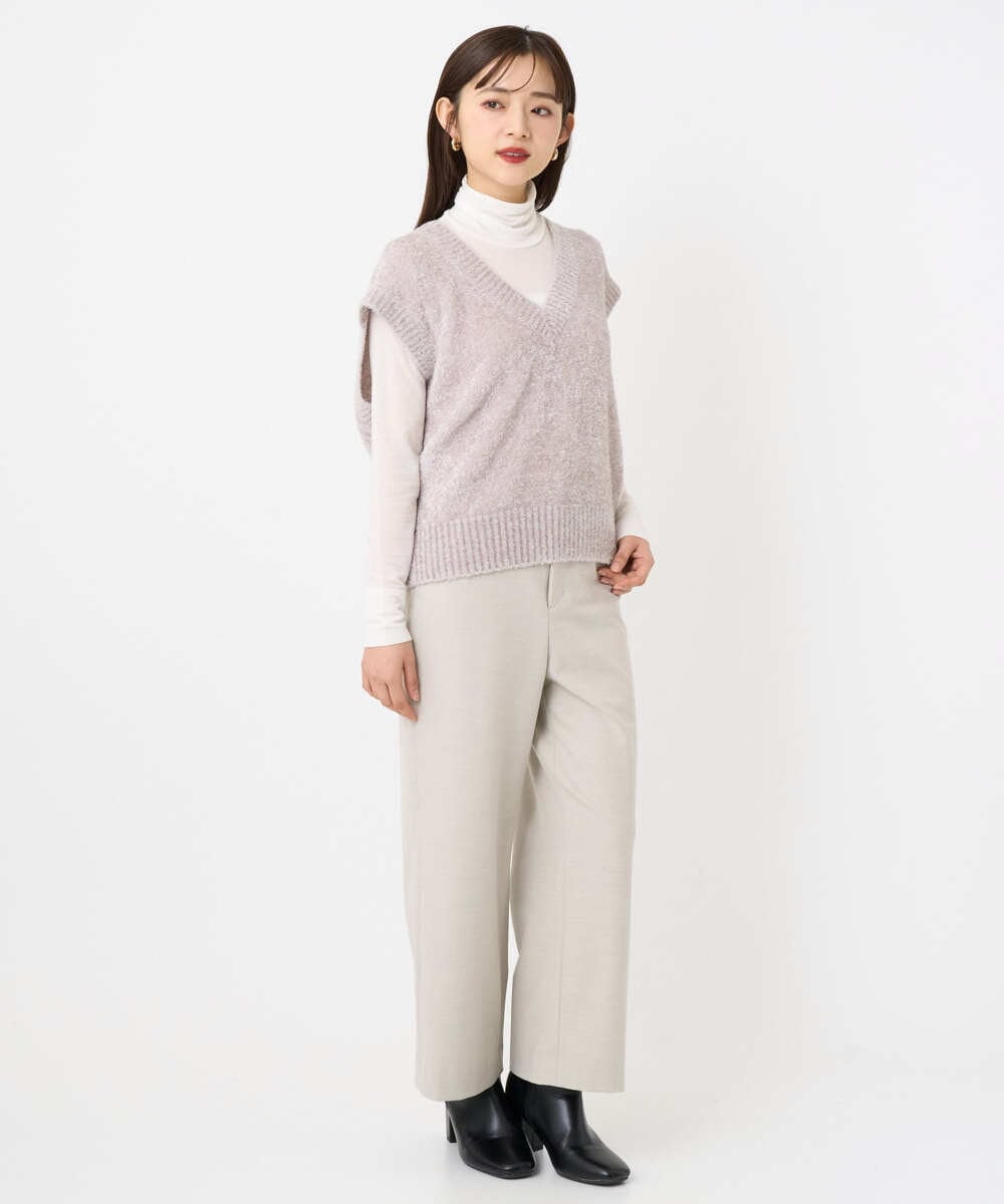 F6KAD19130 MICHEL KLEIN(小さいサイズ)(メゾン ドゥ サンク) [小さいサイズ]［レイヤードにおすすめ］シアーハイネックカットソー ブラウン