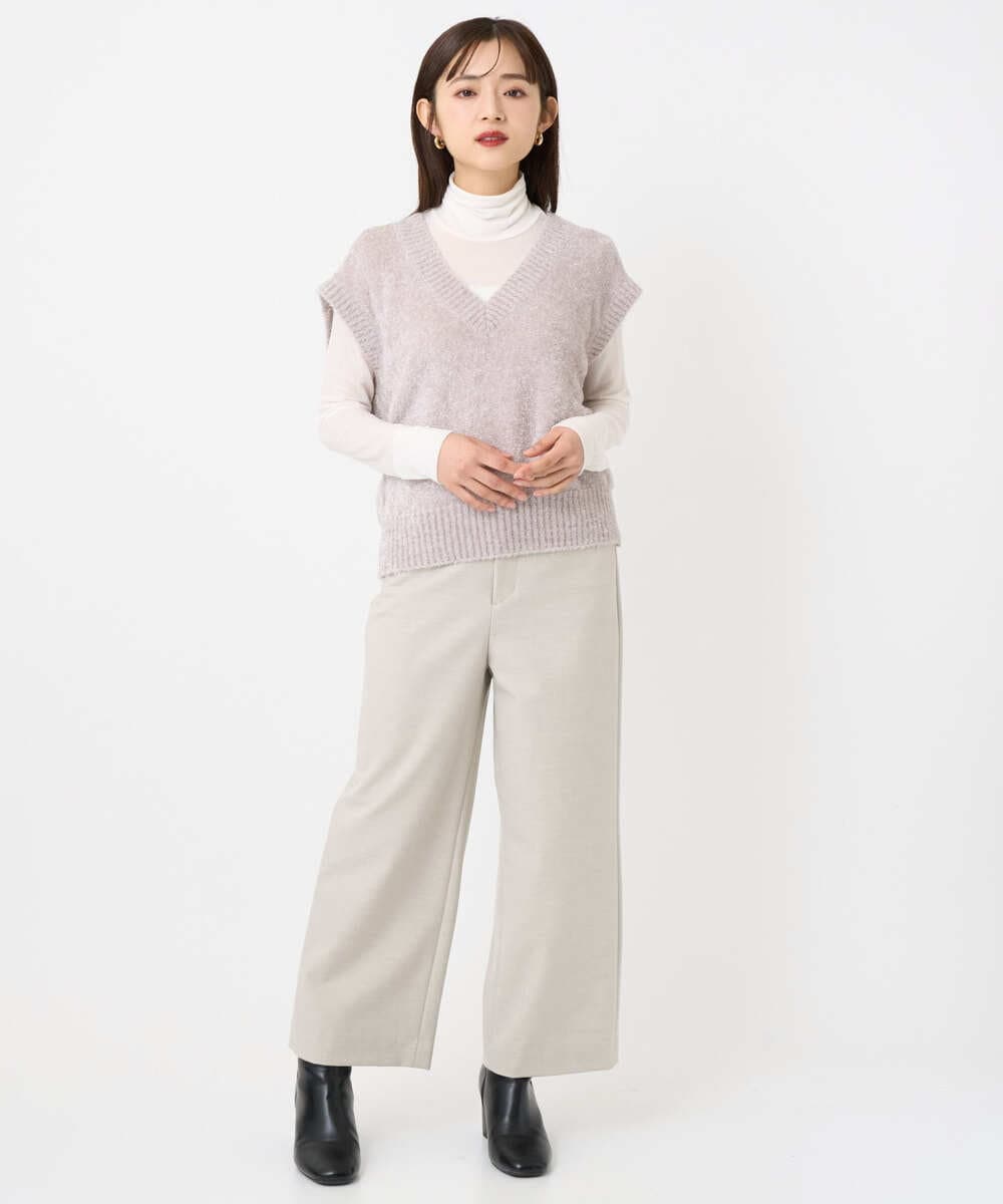 F6KAD19130 MICHEL KLEIN(小さいサイズ)(メゾン ドゥ サンク) [小さいサイズ]［レイヤードにおすすめ］シアーハイネックカットソー ブラウン