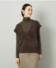 F6KAD19130 MICHEL KLEIN(小さいサイズ)(メゾン ドゥ サンク) [小さいサイズ]［レイヤードにおすすめ］シアーハイネックカットソー ブラウン