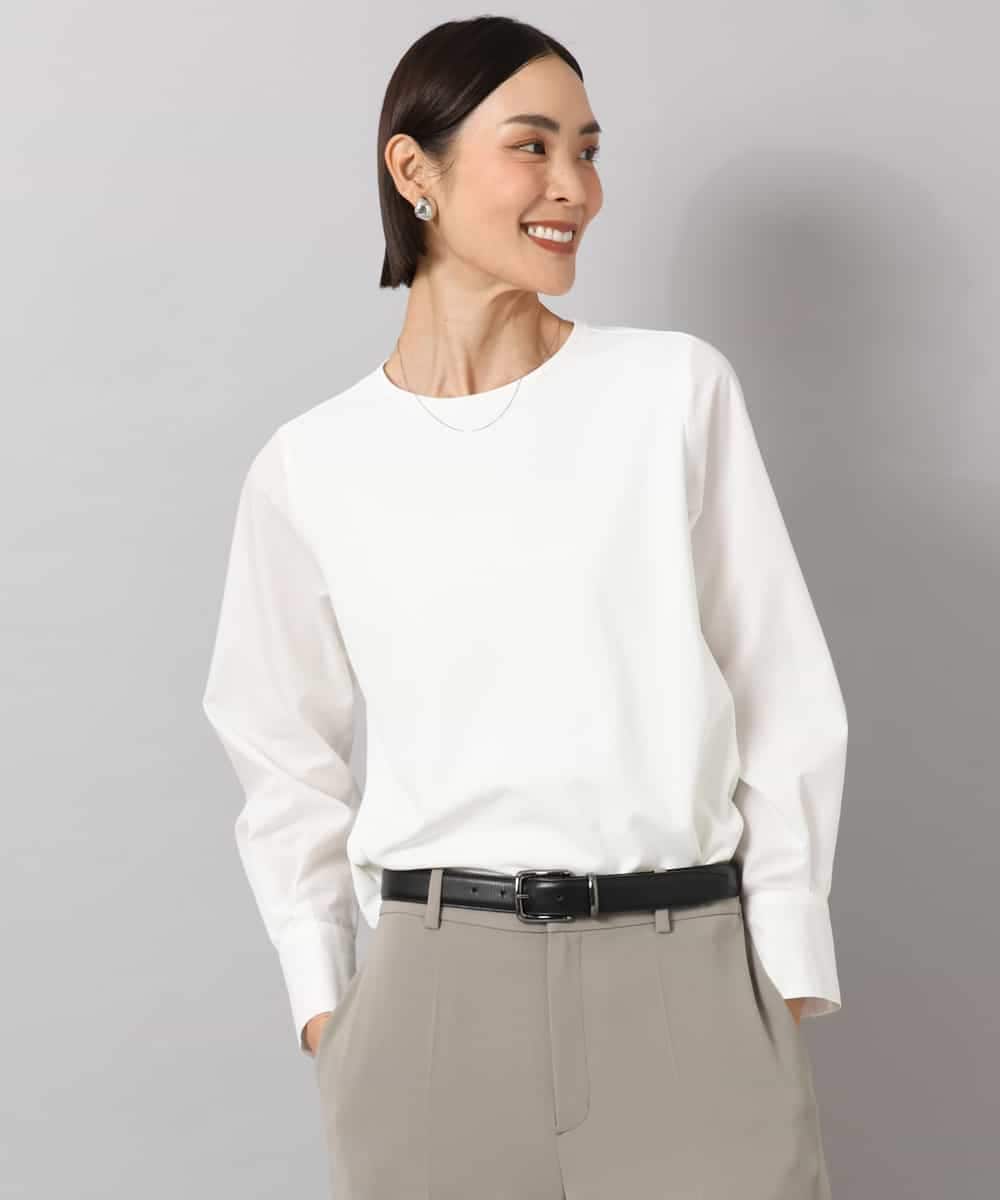 F6KAG43170 MICHEL KLEIN(小さいサイズ)(メゾン ドゥ サンク) 【小さいサイズ】シャツ袖ドッキングカットソー ホワイト