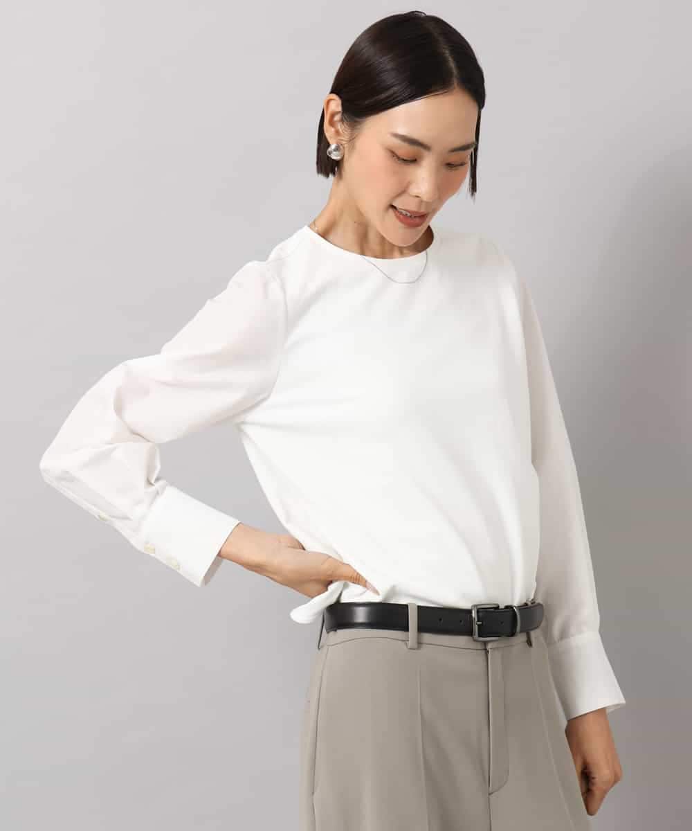 F6KAG43170 MICHEL KLEIN(小さいサイズ)(メゾン ドゥ サンク) 【小さいサイズ】シャツ袖ドッキングカットソー ホワイト