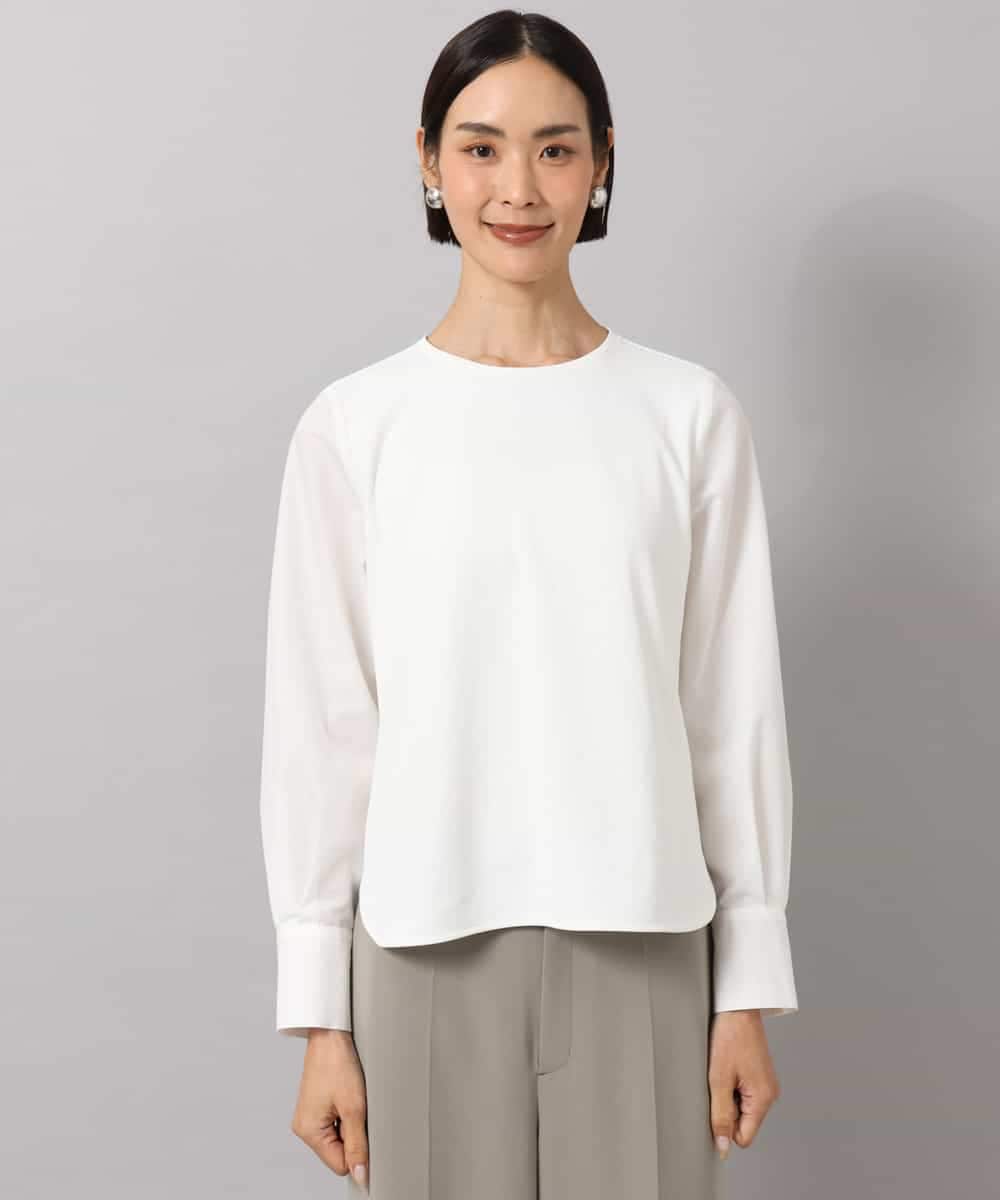 F6KAG43170 MICHEL KLEIN(小さいサイズ)(メゾン ドゥ サンク) 【小さいサイズ】シャツ袖ドッキングカットソー ホワイト