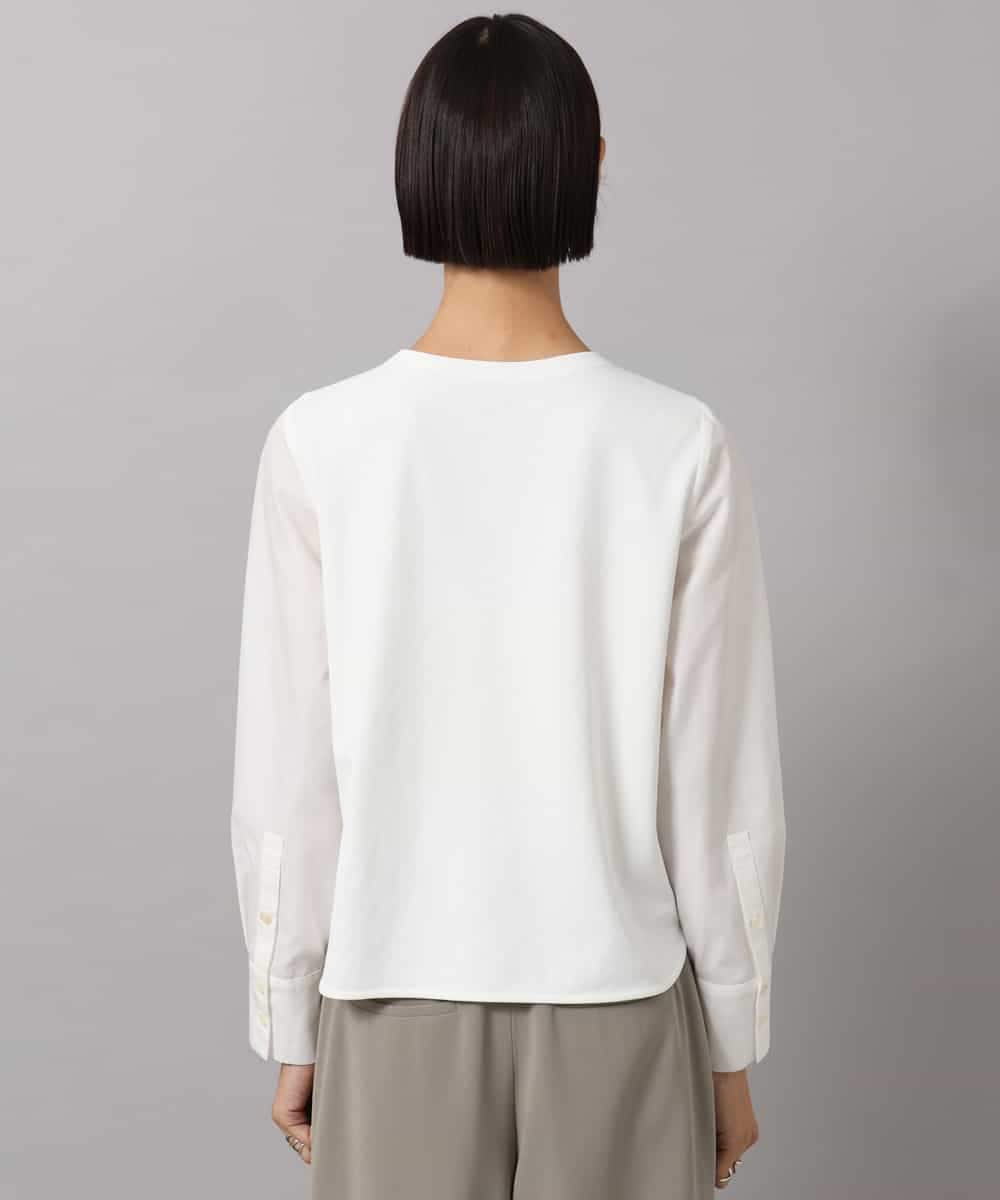 F6KAG43170 MICHEL KLEIN(小さいサイズ)(メゾン ドゥ サンク) 【小さいサイズ】シャツ袖ドッキングカットソー ホワイト