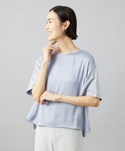 F6KGD03150 MICHEL KLEIN(小さいサイズ) [小さいサイズ]サテンドッキングプルオーバー