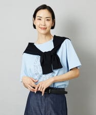 F6KHE05130 MICHEL KLEIN(小さいサイズ)(メゾン ドゥ サンク) [小さいサイズ]透明箔プリントTシャツ ライトブルー