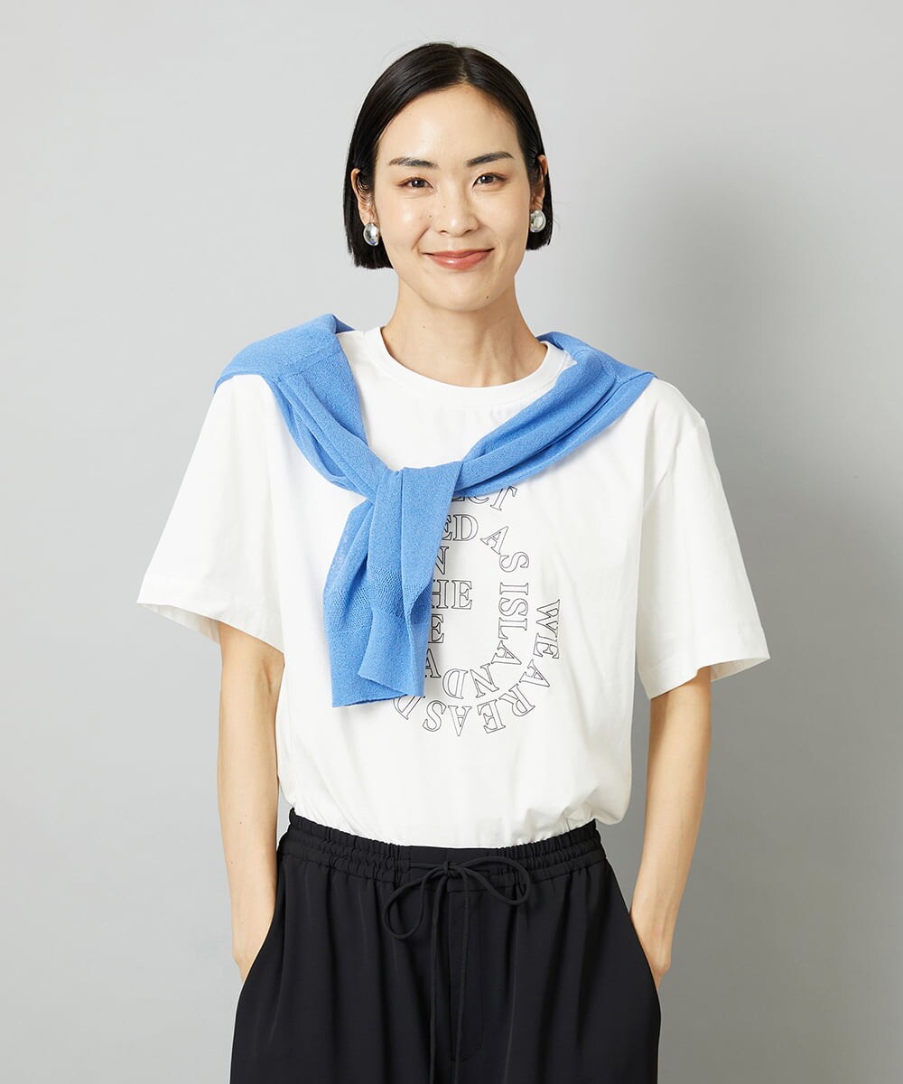 F6KHE05130 MICHEL KLEIN(小さいサイズ)(メゾン ドゥ サンク) [小さいサイズ]透明箔プリントTシャツ ライトブルー