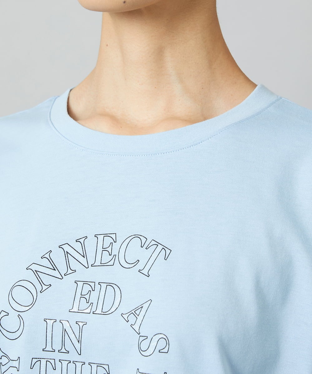 F6KHE05130 MICHEL KLEIN(小さいサイズ)(メゾン ドゥ サンク) [小さいサイズ]透明箔プリントTシャツ ライトブルー