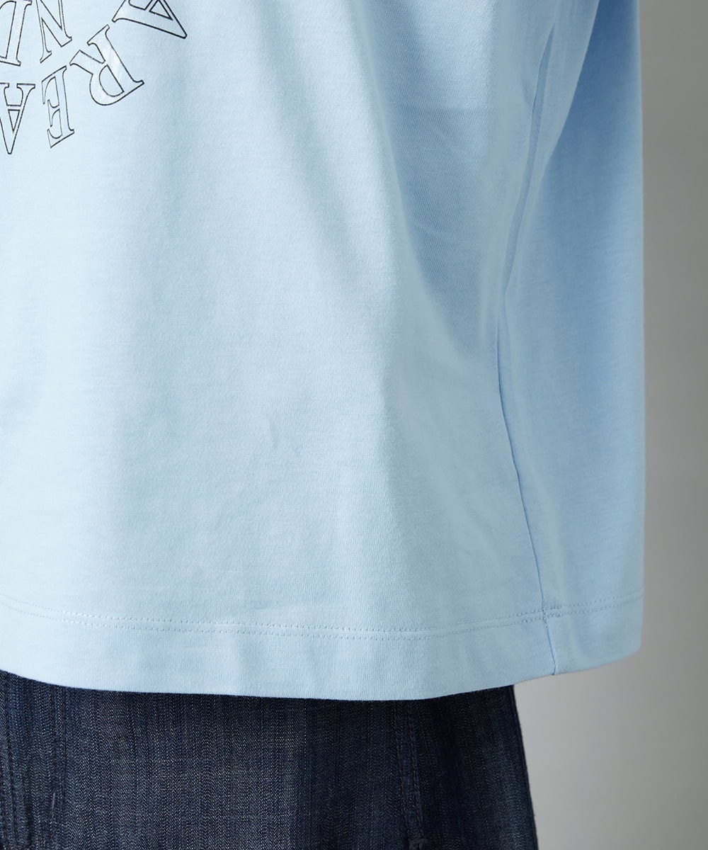 F6KHE05130 MICHEL KLEIN(小さいサイズ)(メゾン ドゥ サンク) [小さいサイズ]透明箔プリントTシャツ ライトブルー