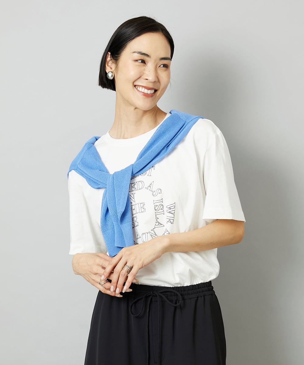 F6KHE05130 MICHEL KLEIN(小さいサイズ)(メゾン ドゥ サンク) [小さいサイズ]透明箔プリントTシャツ ライトブルー