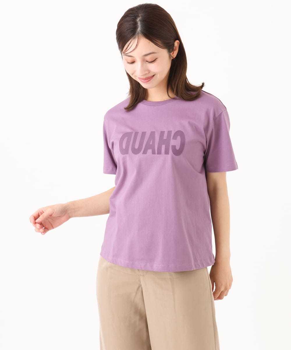 F6KJD20120 MICHEL KLEIN(小さいサイズ)(メゾン ドゥ サンク) 【小さいサイズ】フロッキーロゴTシャツ パープル