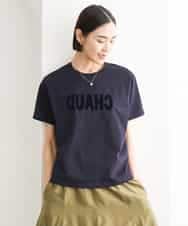F6KJD20120 MICHEL KLEIN(小さいサイズ)(メゾン ドゥ サンク) 【小さいサイズ】フロッキーロゴTシャツ ネイビー