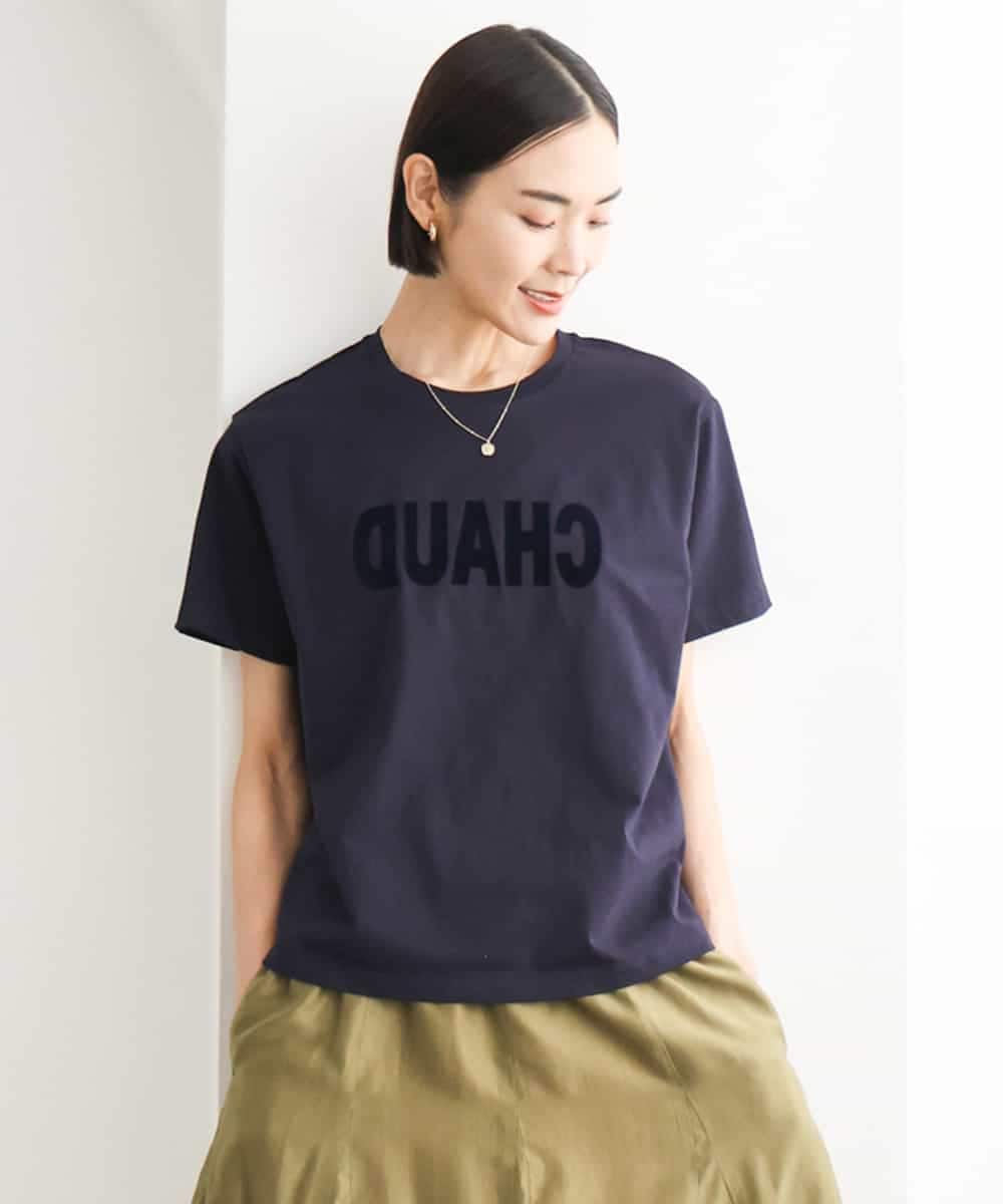 F6KJD20120 MICHEL KLEIN(小さいサイズ)(メゾン ドゥ サンク) 【小さいサイズ】フロッキーロゴTシャツ ネイビー
