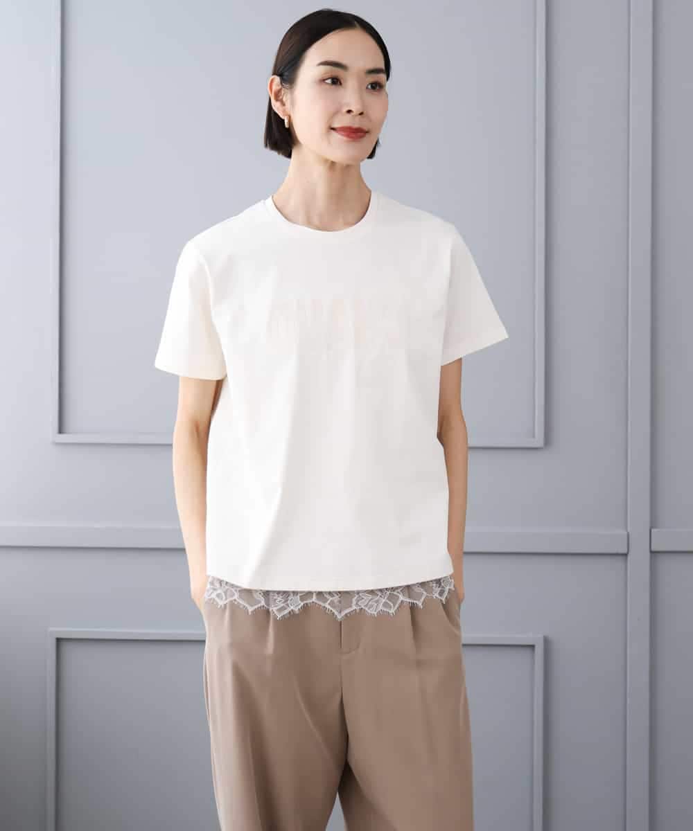 F6KJD20120 MICHEL KLEIN(小さいサイズ)(メゾン ドゥ サンク) 【小さいサイズ】フロッキーロゴTシャツ パープル