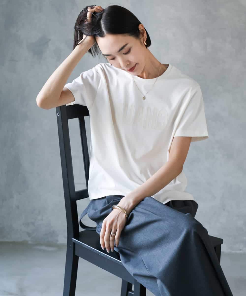 F6KJD20120 MICHEL KLEIN(小さいサイズ)(メゾン ドゥ サンク) 【小さいサイズ】フロッキーロゴTシャツ パープル