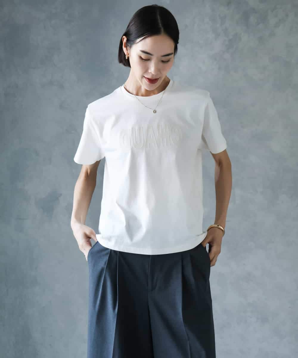 F6KJD20120 MICHEL KLEIN(小さいサイズ)(メゾン ドゥ サンク) 【小さいサイズ】フロッキーロゴTシャツ パープル