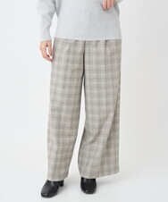 F6LAD13260 MICHEL KLEIN(小さいサイズ)(メゾン ドゥ サンク) [小さいサイズ]2WAYストレッチチェックワイドパンツ ライトグレー