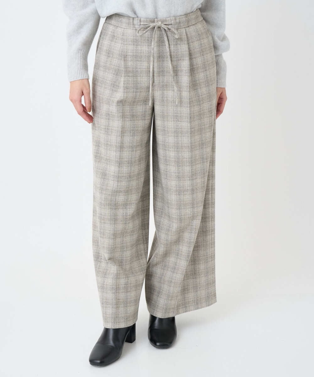 F6LAD13260 MICHEL KLEIN(小さいサイズ)(メゾン ドゥ サンク) [小さいサイズ]2WAYストレッチチェックワイドパンツ ライトグレー