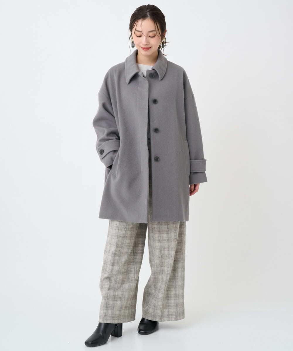 F6LAD13260 MICHEL KLEIN(小さいサイズ)(メゾン ドゥ サンク) [小さいサイズ]2WAYストレッチチェックワイドパンツ ライトグレー