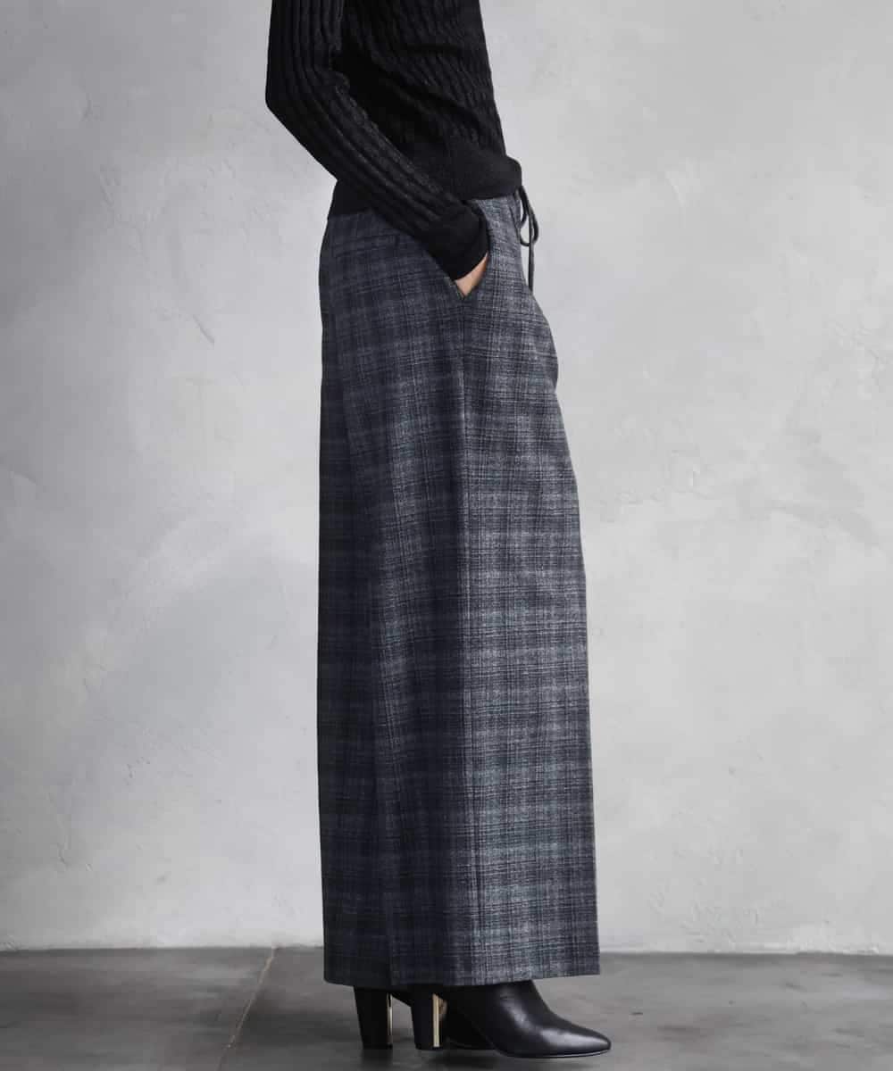 F6LAD13260 MICHEL KLEIN(小さいサイズ)(メゾン ドゥ サンク) [小さいサイズ]2WAYストレッチチェックワイドパンツ ライトグレー