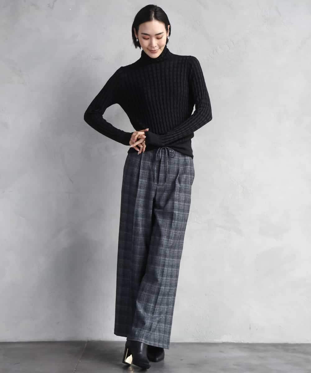 F6LAD13260 MICHEL KLEIN(小さいサイズ)(メゾン ドゥ サンク) [小さいサイズ]2WAYストレッチチェックワイドパンツ ライトグレー