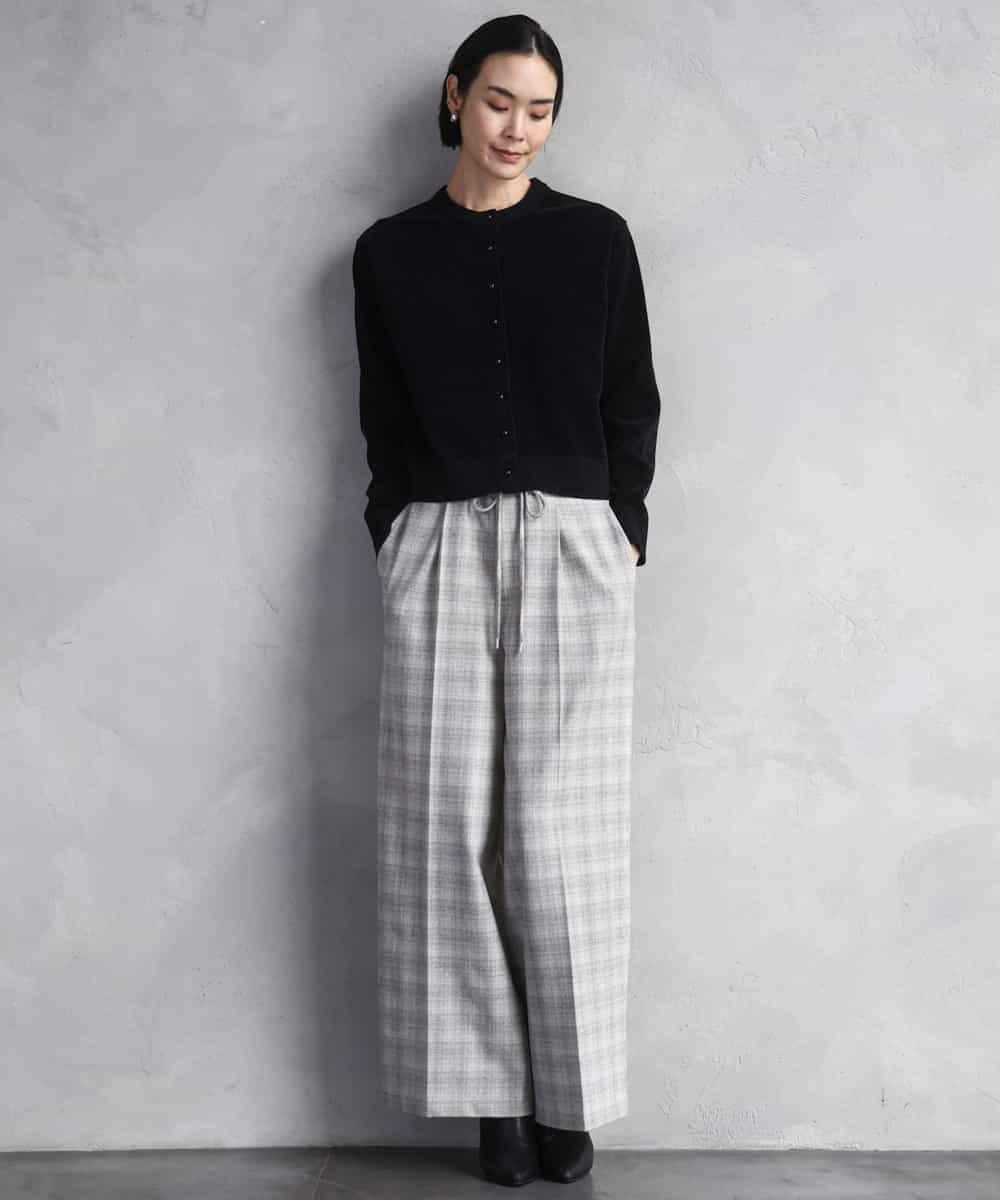 F6LAD13260 MICHEL KLEIN(小さいサイズ)(メゾン ドゥ サンク) [小さいサイズ]2WAYストレッチチェックワイドパンツ ライトグレー