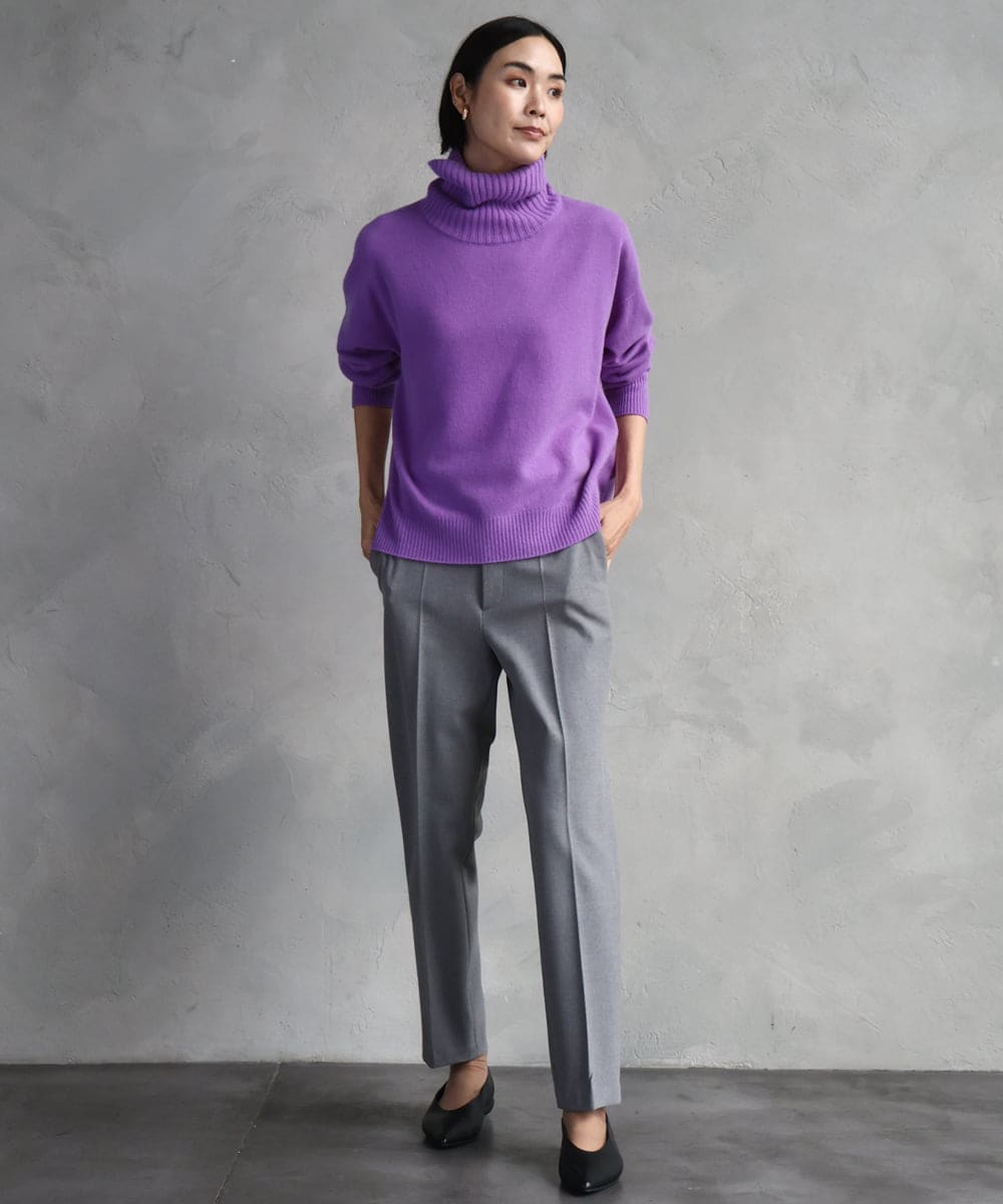 F6LAD31200 MICHEL KLEIN(小さいサイズ)(メゾン ドゥ サンク) [小さいサイズ]［定番素材］裏起毛ストレッチテーパードパンツ(機能素材) ベージュ