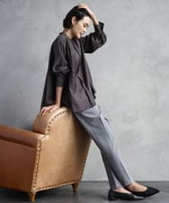 F6LAD31200 MICHEL KLEIN(小さいサイズ)(メゾン ドゥ サンク) [小さいサイズ]［定番素材］裏起毛ストレッチテーパードパンツ(機能素材) ベージュ
