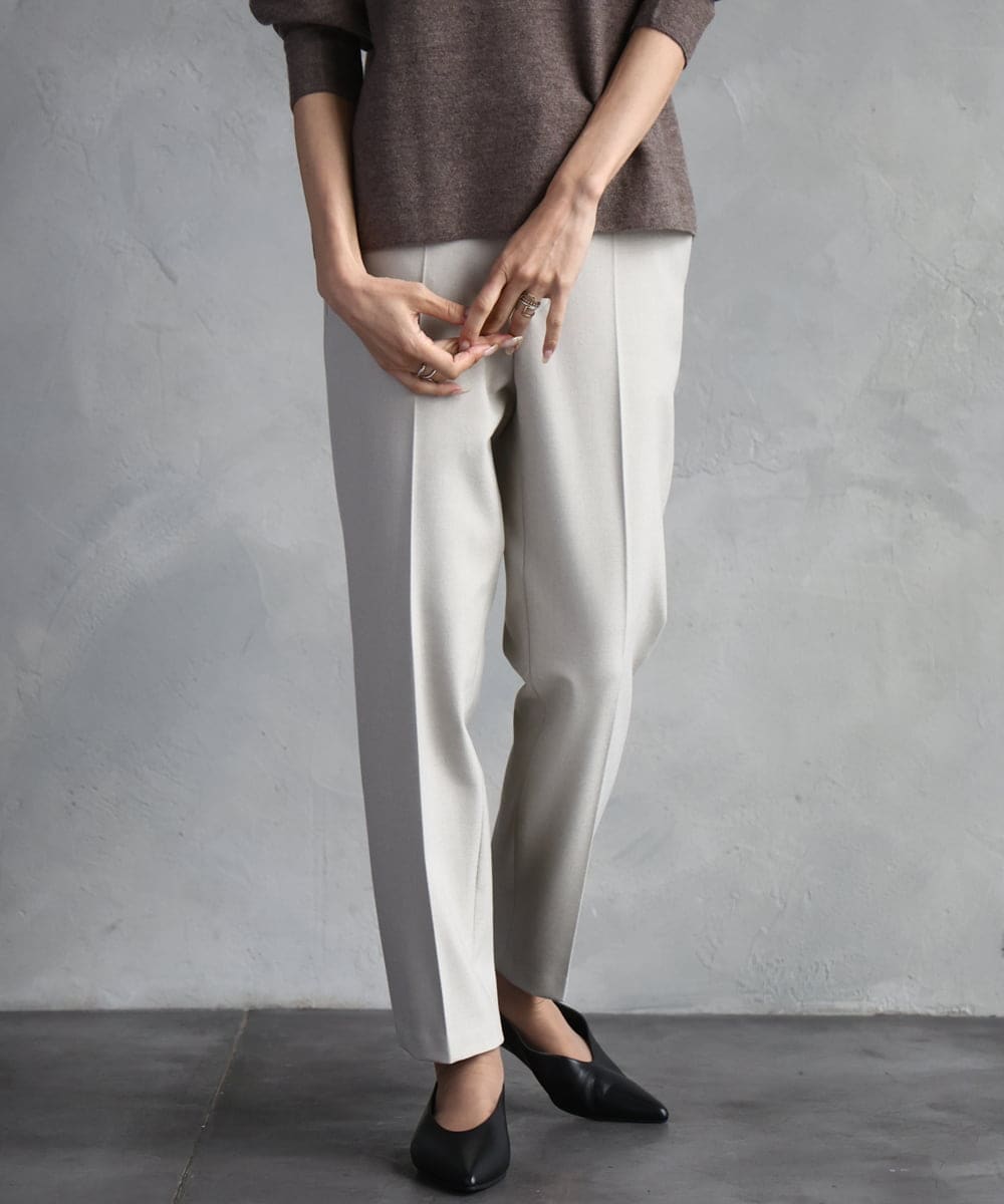 F6LAD31200 MICHEL KLEIN(小さいサイズ)(メゾン ドゥ サンク) [小さいサイズ]［定番素材］裏起毛ストレッチテーパードパンツ(機能素材) ベージュ