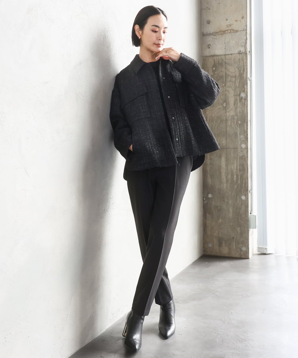 F6LAD31200 MICHEL KLEIN(小さいサイズ)(メゾン ドゥ サンク) [小さいサイズ]［定番素材］裏起毛ストレッチテーパードパンツ(機能素材) ベージュ